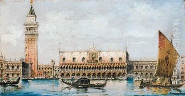 Venezia, Gondole A San Marco Oil Painting by Giovanni Grubacs