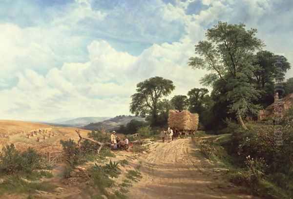 Landscape - Harvest Time 1865 Oil Painting by George Vicat Cole