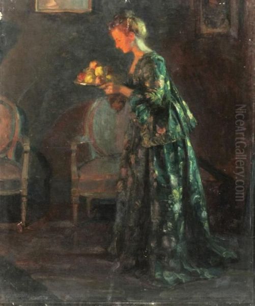 Woman Serving Fruit Oil Painting by Jules-Alexandre Grun