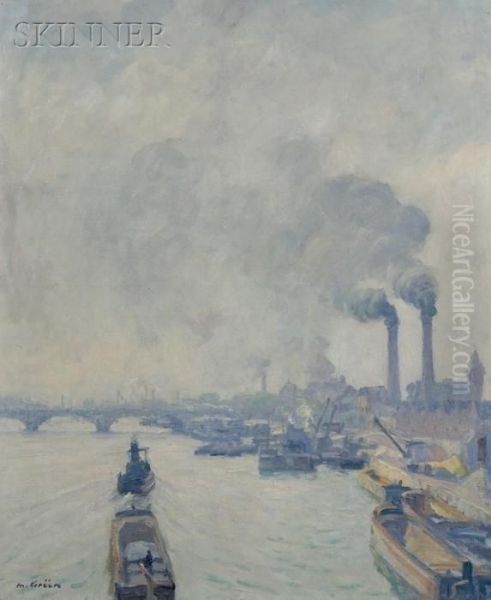 Quai De La Gare, Paris Oil Painting by Maurice Grun