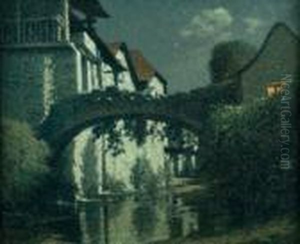 Pont Du Village Oil Painting by Maurice Grun