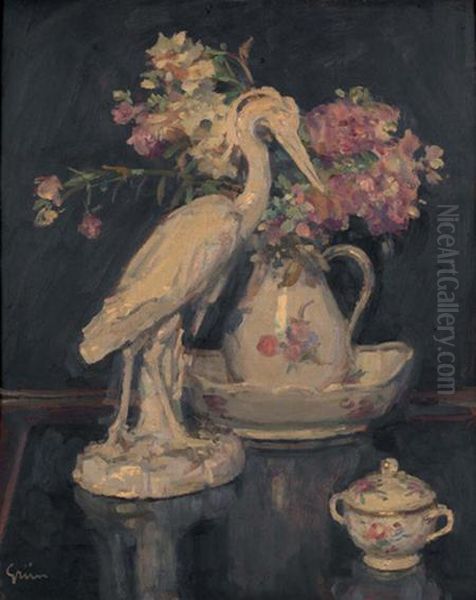 Fleurs Dans Un Vase Et Coupe D'argent Oil Painting by Maurice Grun