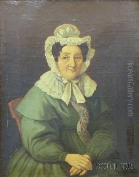 Portrait Of A Lady In Blue. Oil Painting by Johann Grund