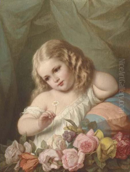 The Flower Girl Oil Painting by Johann Grund