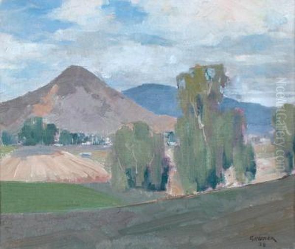 Hillside Pasture Oil Painting by Elioth Gruner