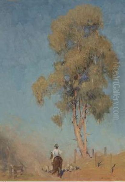 Australian 
Herding Sheep Oil Painting by Elioth Gruner