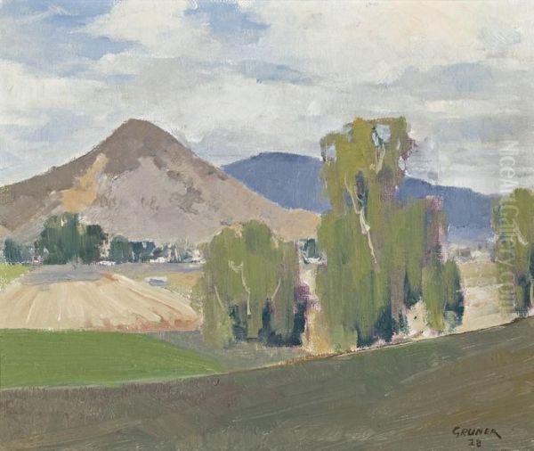 Hillside Pasture Oil Painting by Elioth Gruner