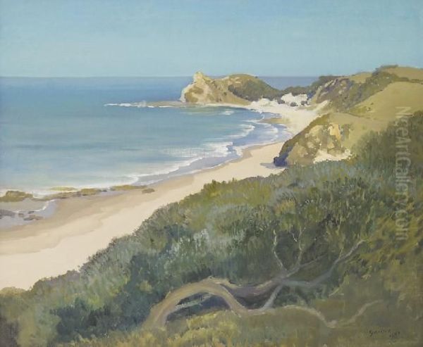 Shelly Beach Oil Painting by Elioth Gruner