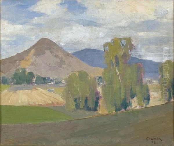 Hillside Pasture Oil Painting by Elioth Gruner