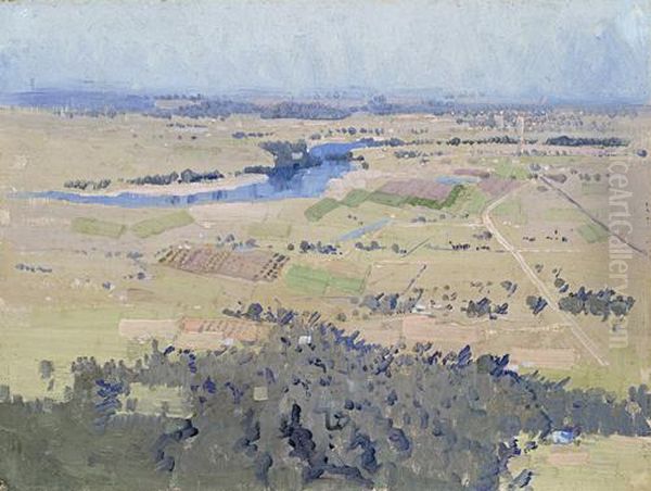 Study For Nepean River Landscape Oil Painting by Elioth Gruner