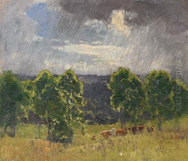 Passing Showers Oil Painting by Elioth Gruner