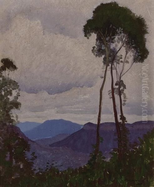 Blue Mountains Oil Painting by Elioth Gruner