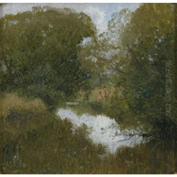 A Sequestered Pool Oil Painting by Elioth Gruner