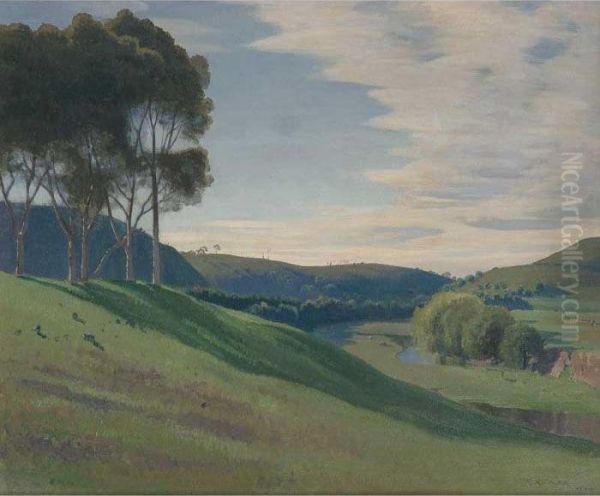 Morning - Bacchus Marsh, Victoria Oil Painting by Elioth Gruner