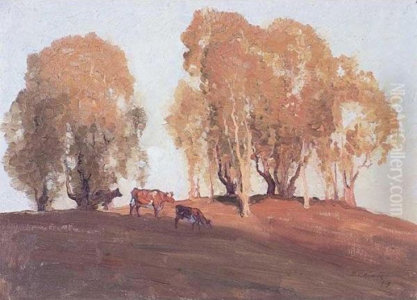 The Golden Hour Oil Painting by Elioth Gruner