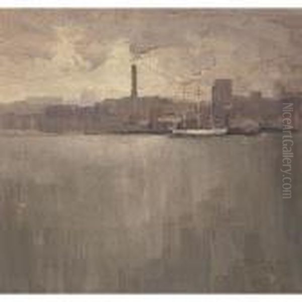 Harbour Scene Oil Painting by Elioth Gruner