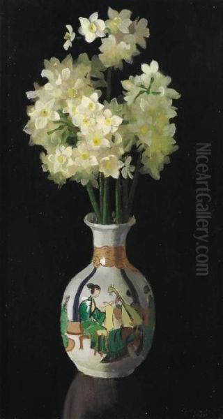 Narcissi Oil Painting by Elioth Gruner