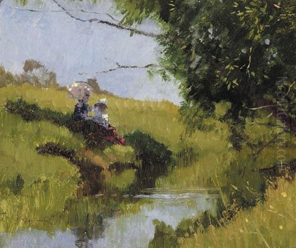 Meadow Stream Oil Painting by Elioth Gruner