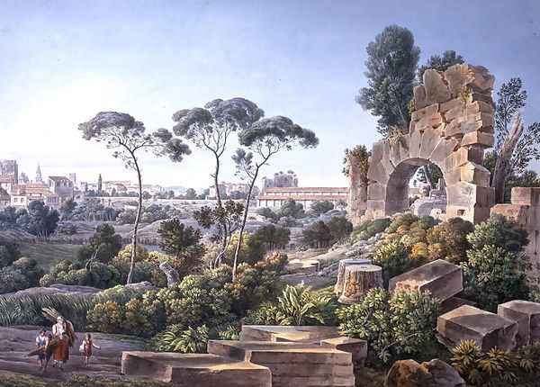 View of the Esquiline Hill, Rome, c.1800 Oil Painting by Louis Francois Cassas