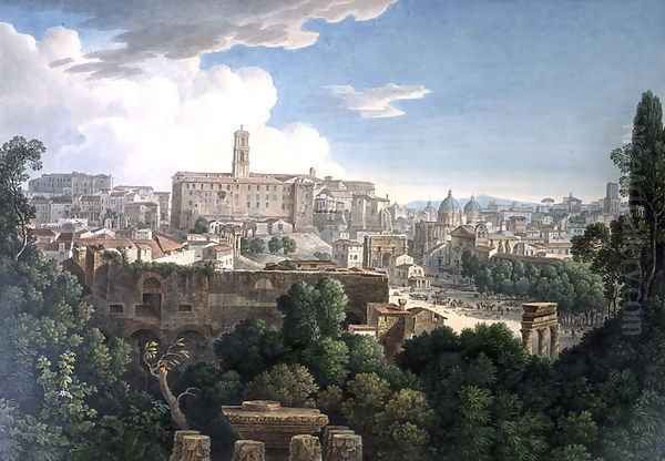 View of the Capitoline Hill from the Farnese Gardens Oil Painting by Louis Francois Cassas