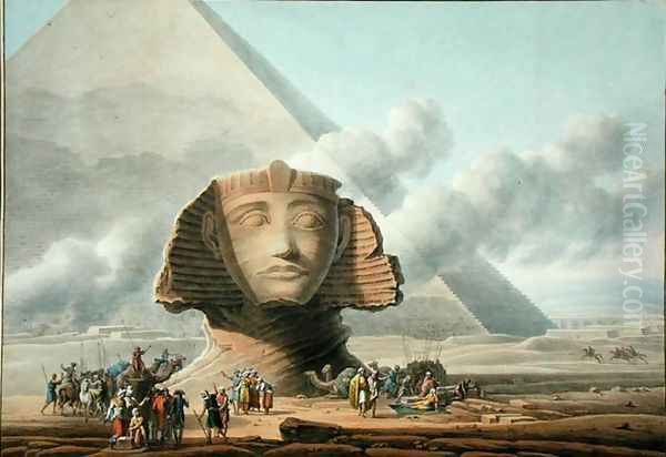 View of the Head of the Sphinx and the Pyramid of Khafre, c.1790 Oil Painting by Louis Francois Cassas