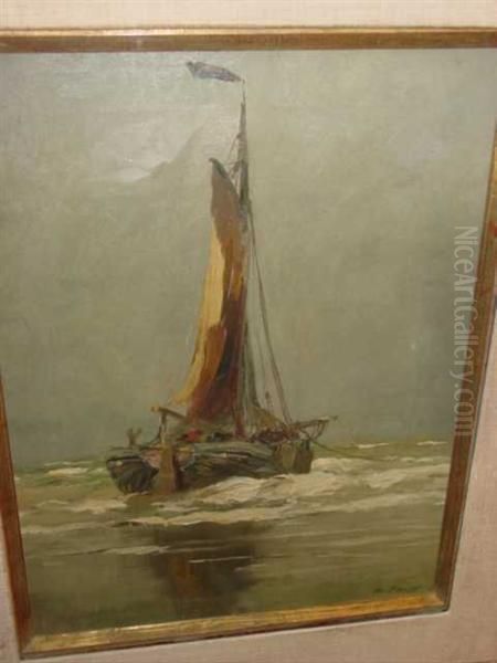 Sailboat Oil Painting by Charles Paul Gruppe