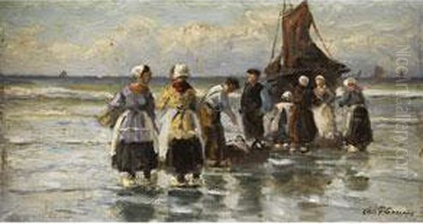 Strandszene Oil Painting by Charles Paul Gruppe