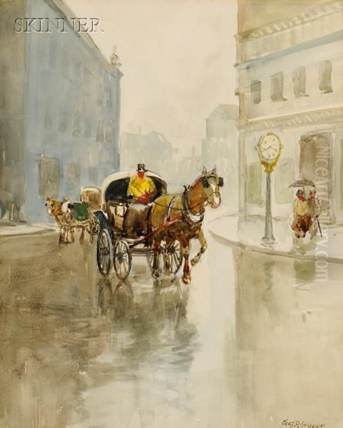 Old Times Lower Broadway Oil Painting by Charles Paul Gruppe