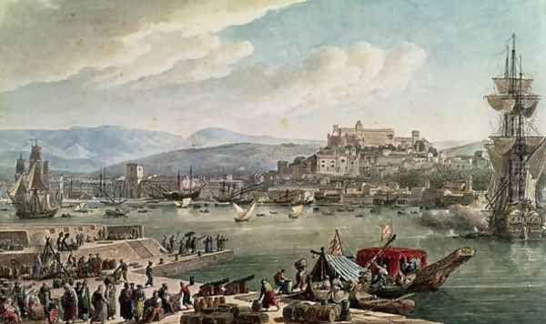 Trieste Harbour, 1802 Oil Painting by Louis Francois Cassas