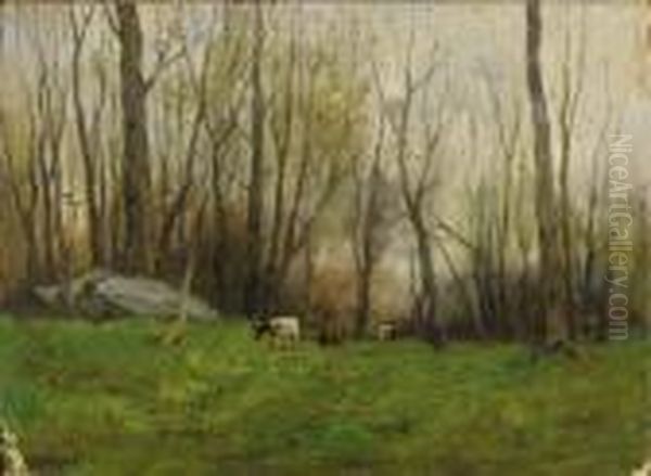 Pasture In The Bronx, New York Oil Painting by Charles Paul Gruppe