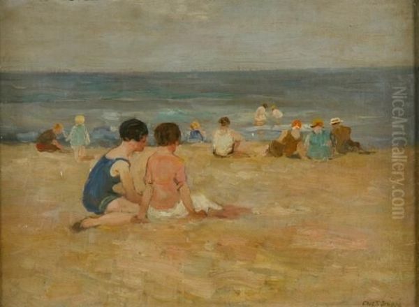 On The Beach Oil Painting by Charles Paul Gruppe