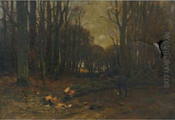 The Wood Cutters Oil Painting by Charles Paul Gruppe