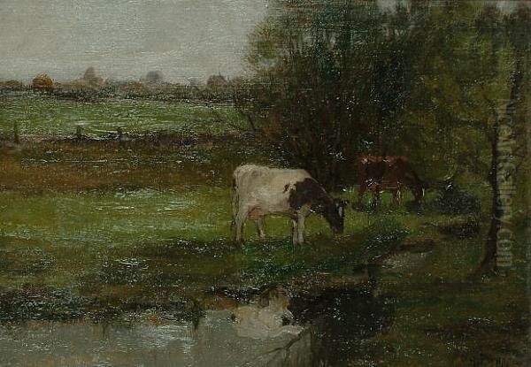 'a Corner In The Pasture'. Oil Painting by Charles Paul Gruppe