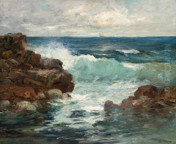 At Bass Rocks, Massachusetts Oil Painting by Charles Paul Gruppe