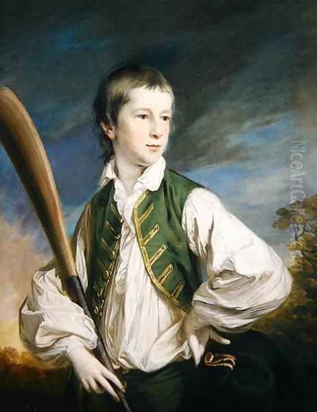 Charles Collyer as a boy, with a cricket bat, 1766 Oil Painting by Francis Cotes