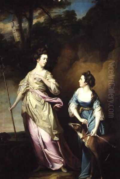 The Hon. Lady Stanhope and the Countess of Effingham as Diana and her Companion, 1765 Oil Painting by Francis Cotes