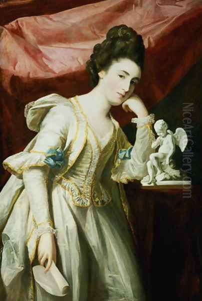 Portrait of a Lady with a Statuette of Cupid Oil Painting by Francis Cotes