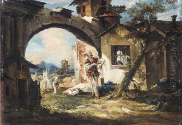 The Amorous Turk Oil Painting by Giovanni Antonio Guardi