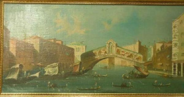 View Of The Grand Canal, Venice Oil Painting by Giovanni Antonio Guardi