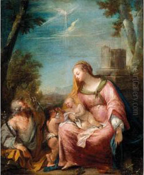 The Holy Family In A Landscape Oil Painting by Giovanni Antonio Guardi