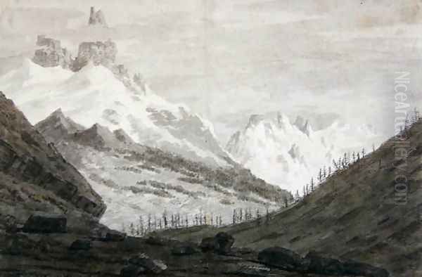 Between Chamonix and Martigny, 1776 Oil Painting by John Robert Cozens