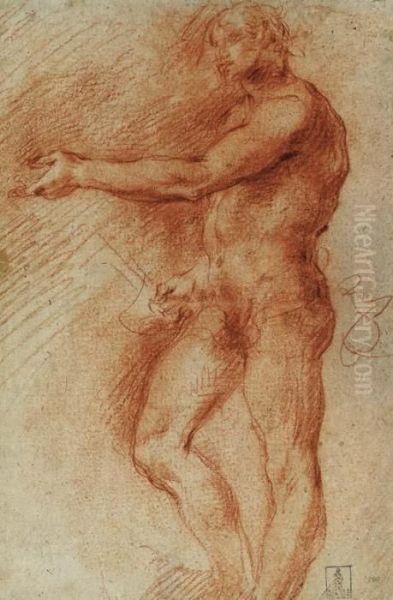 Study Of A Standing Nude Oil Painting by Giovanni Antonio Guardi