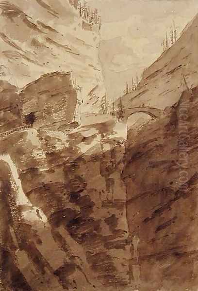 Via Mala in the Grisons Oil Painting by John Robert Cozens