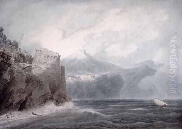 The Castle of Salerno, near Cetara Oil Painting by John Robert Cozens