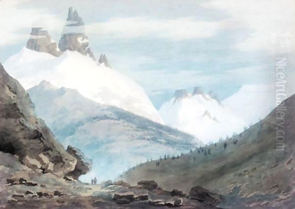 Chamonix and Martigny Oil Painting by John Robert Cozens