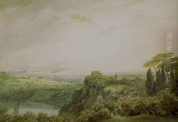 Lake Nemi, Looking towards Genzano Oil Painting by John Robert Cozens