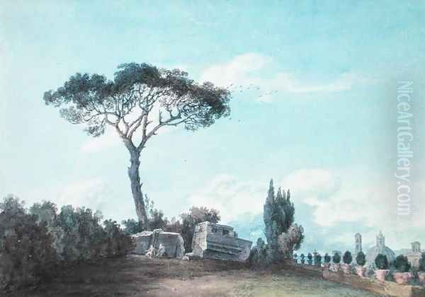 In the Gardens of the Colonna Palace, Rome Oil Painting by John Robert Cozens