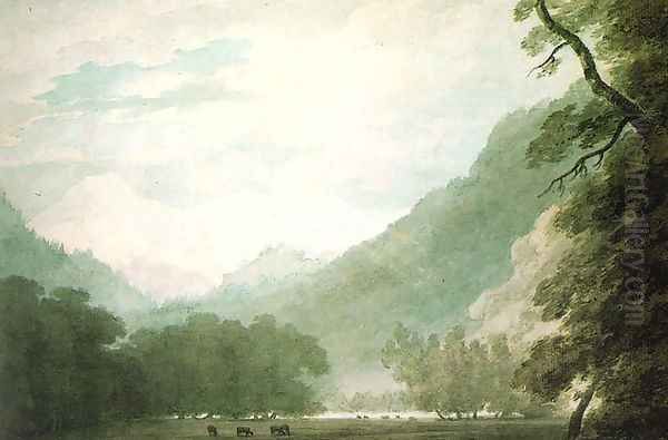 View from the Road between Lake Thun and Unterseen Oil Painting by John Robert Cozens