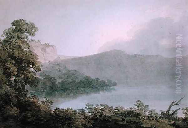 Lake of Vico Between Rome and Florence, 1783 Oil Painting by John Robert Cozens