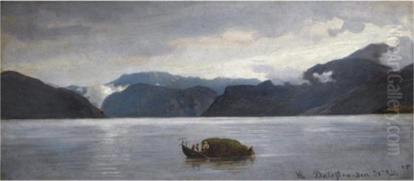 Fra Balestrand (view From Balestrand) Oil Painting by Hans Fredrik Gude